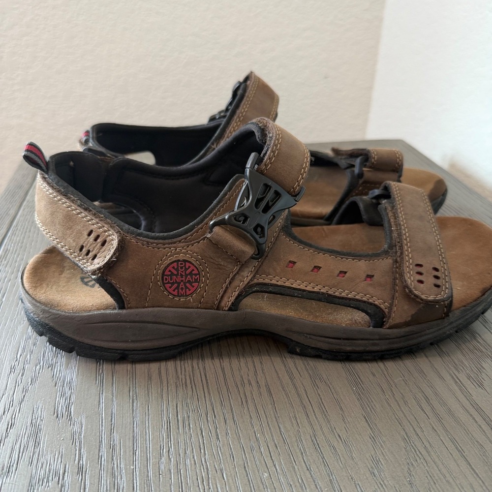 Dunham Mens Brown Leather Adjustable Strap Sport Sandals DAI04BR 88 Size 12 D